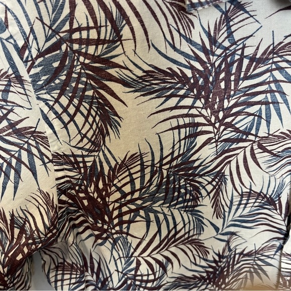 TRAVIS MATHEW White Brown Blue Tropical Print Short Sleeve Button Up Shirt Med - Picture 8 of 9
